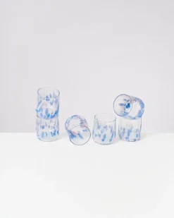Alegria - Set of 6 glasses small big drops blue