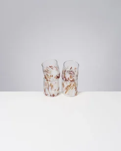 Alegria set of 4 glasses small big drops amber sand