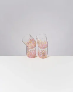 Alegria set of 4 glass large drops pink sand