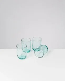 Calma set of 4 glass large swirl green