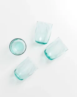 Calma set of 4 glass large swirl green