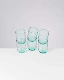 Calma - Set of 6 glass large swirl green