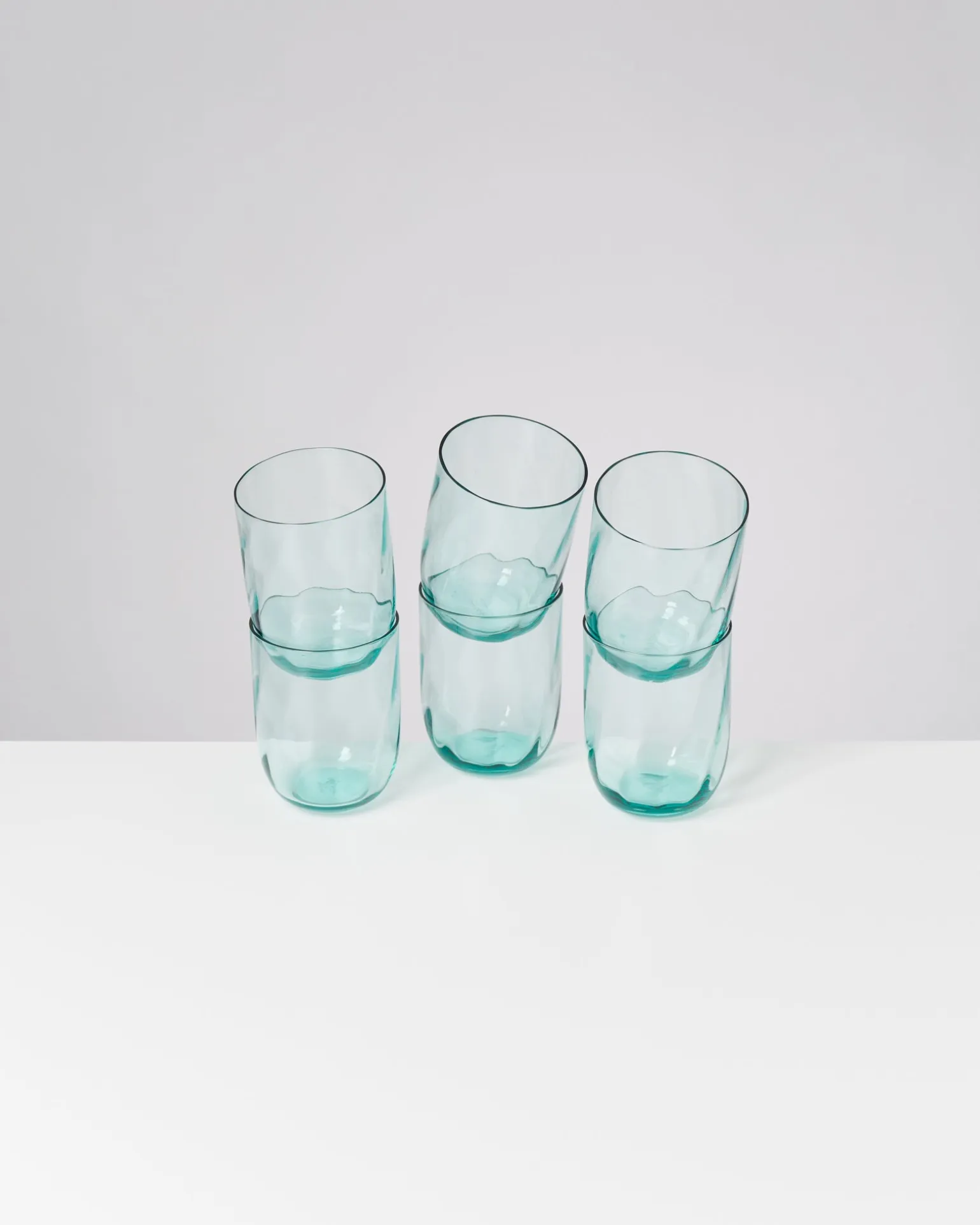 Calma - Set of 6 glass large swirl green