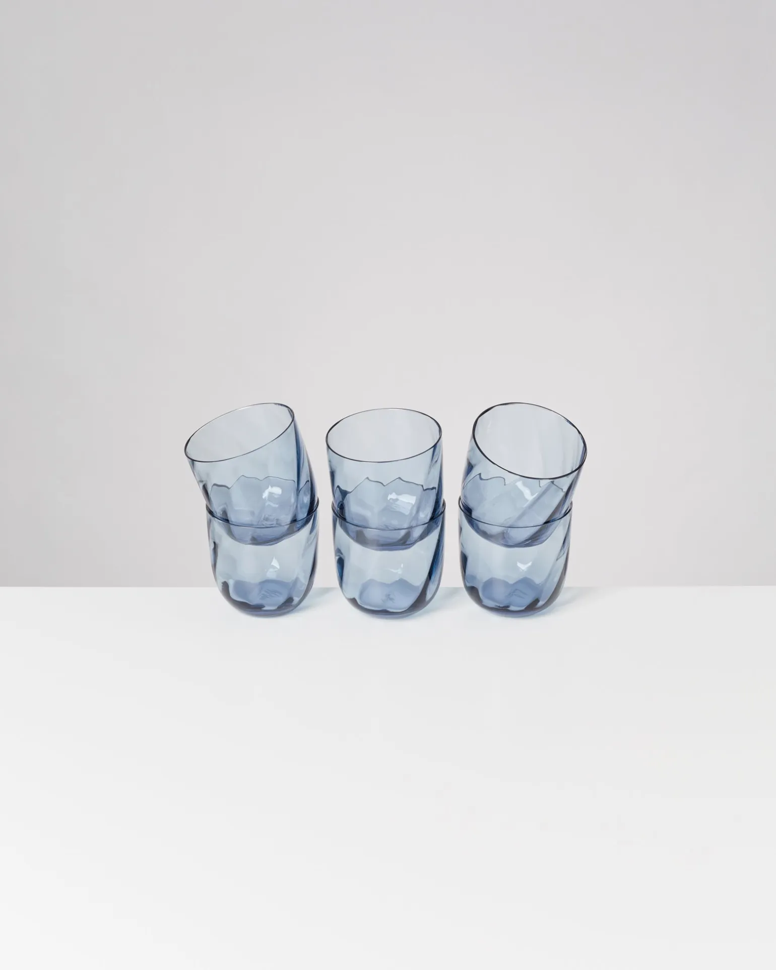 Calma - Set of 6 glass small swirl blue
