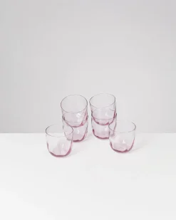 Calma - Set of 6 glass small swirl purple