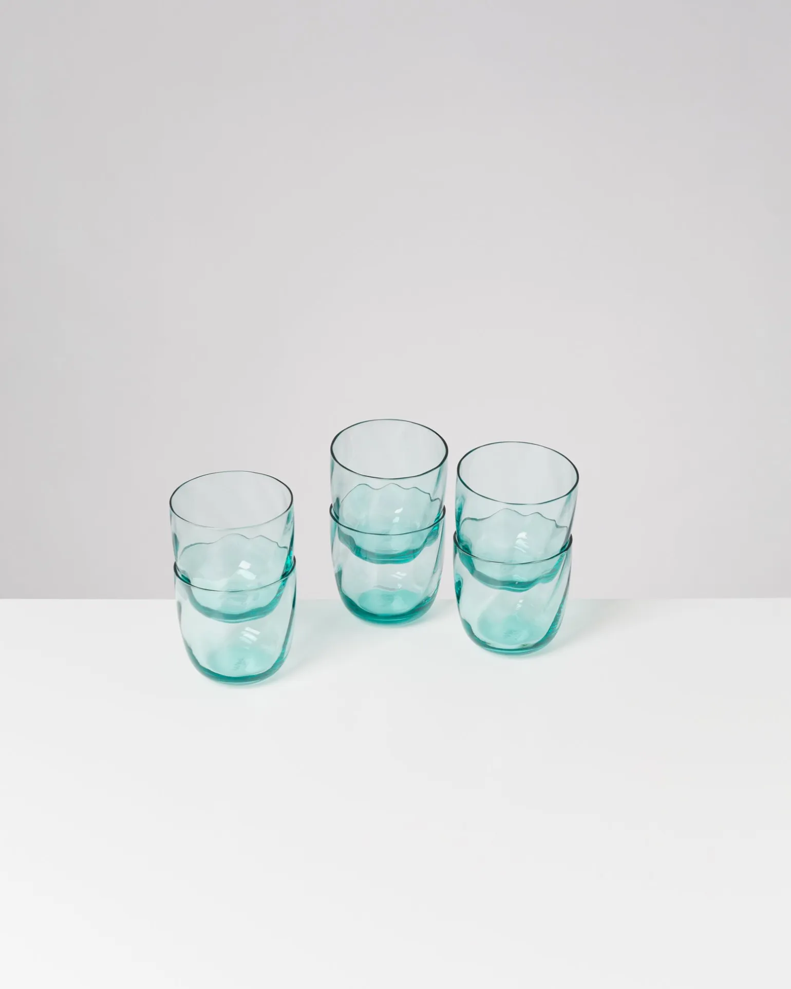Calma - Set of 6 small glass swirl green