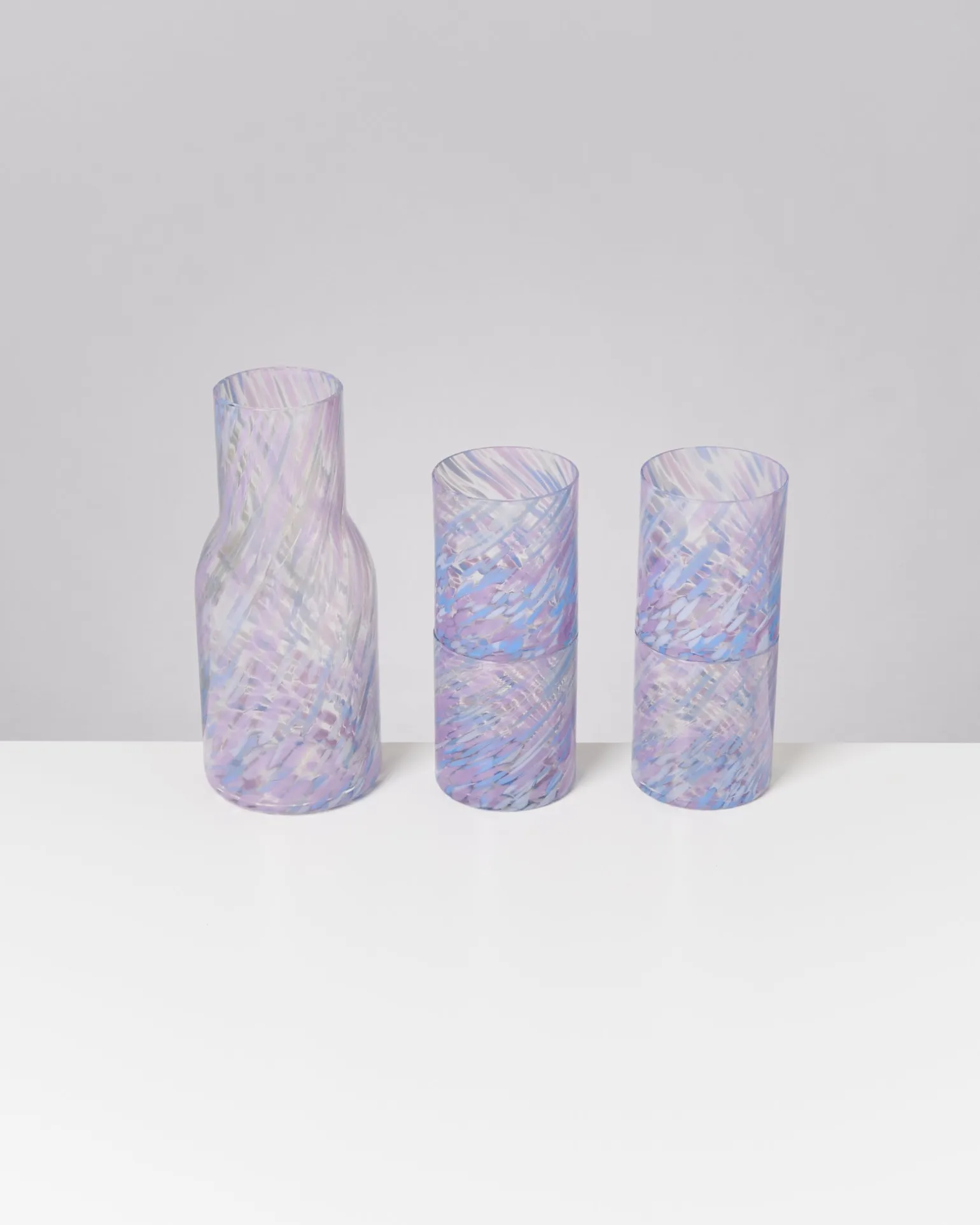 Joia Glas groß drops blau lila 5er-Set