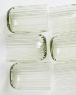 Joia - Set of 6 glass riffled emerald