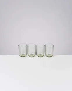 Joia - Set of 4 glass riffled emerald
