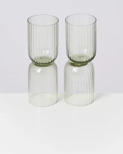 Joia - Set of 4 glass riffled emerald