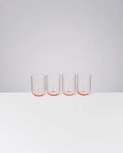 Joia - Set of 4 glass riffled pink opal