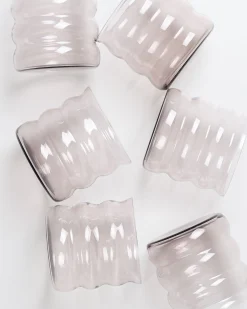 Joia - Set of 6 glass small bubble amethyst