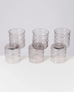 Joia - Set of 6 glass small bubble amethyst