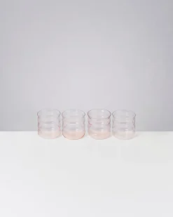 Joia - Set of 4 glass small bubble pink opal