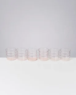 Joia - Set of 6 glass small bubble pink opal