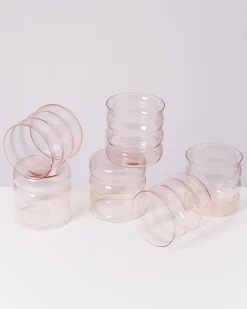 Joia - Set of 6 glass small bubble pink opal