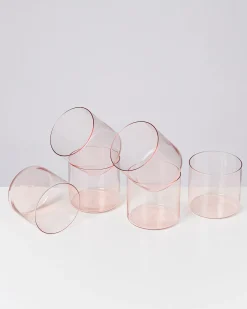 Joia - Set of 6 glass small pink opal