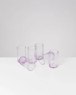 Leiria - Set of 6 glass riffled purple