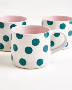 Nódoa - Large mug dotted pink green Set of 6
