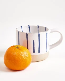Nódoa - Large mug striped white blue Set of 4