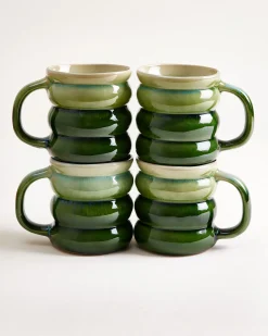 Ombra - Large mug Bubble green dark green Set of 4