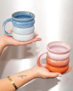 Ombra Tasse groß bubble rosa orange 6er-Set