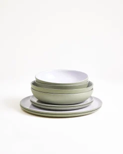 Seda Geschirr-Set salbeigrün weiß 8-teilig
