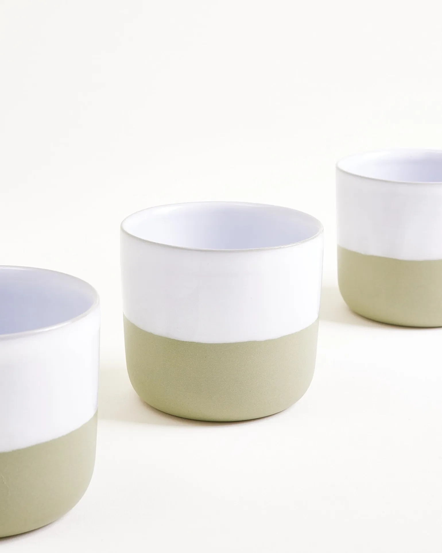 Seda - Set of 4 cups small sage green white