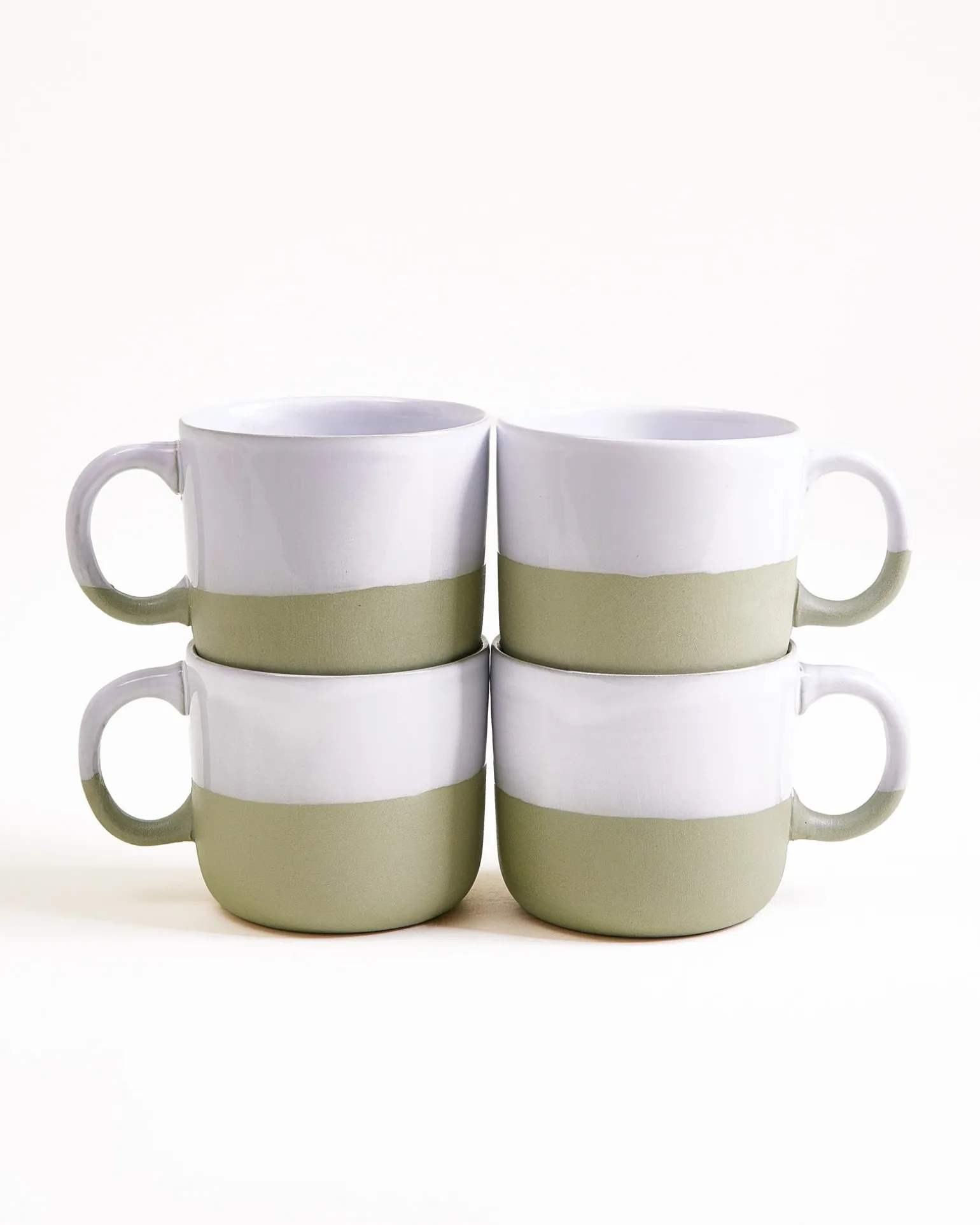 Seda - Set of 4 Mugs small sage green white