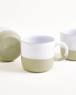 Seda - Set of 6 Mugs small sage green white