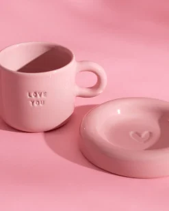 Seia Mug & Saucer Love Pink